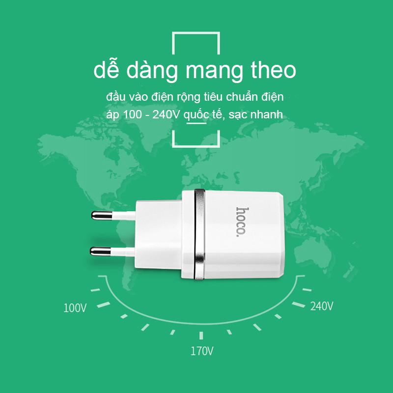 Hoco C12 EU Plug 2-Port Charger Cup MAX 5V-2.4A White [CDQ10001]