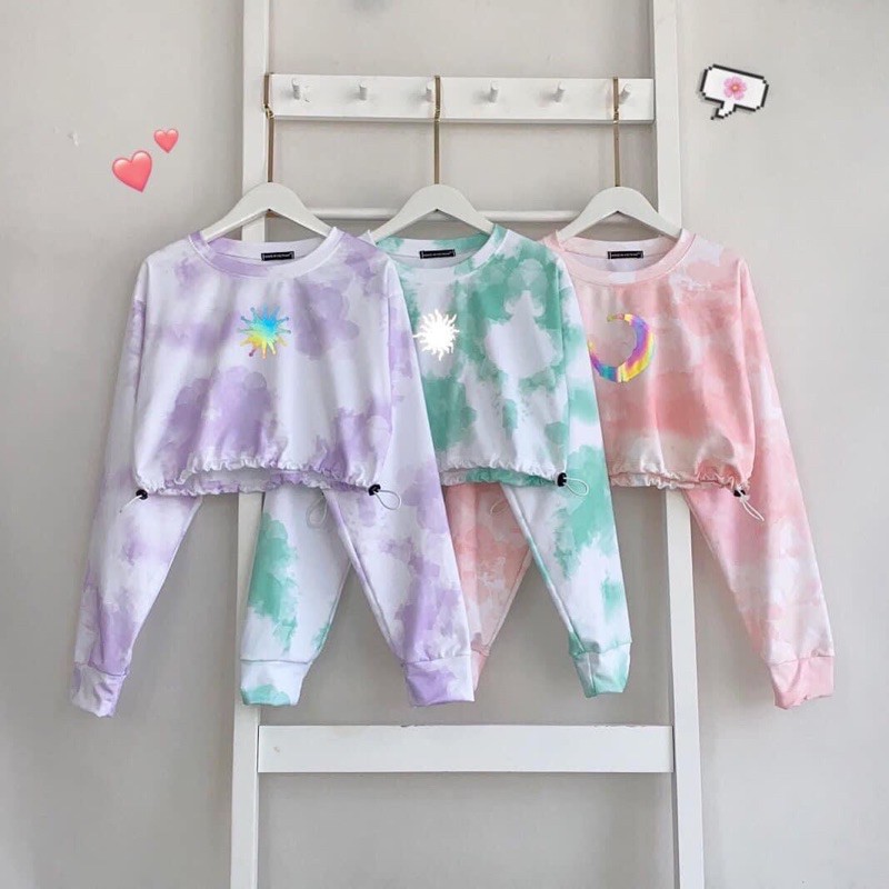 Áo CropTop Rút Eo Loang Phản Quang Ảnh Thật