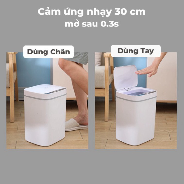 Thùng Rác Cảm Ứng Thông Minh Có Nắp Đóng Mở Tự Động Có Hộp Đựng Túi Rác Tiện Lợi Đèn Chiếu Sáng Ban Đêm_Vimart