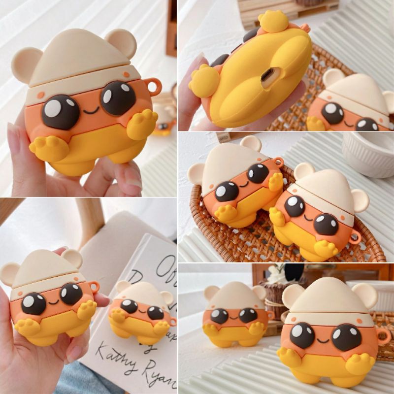 (Order 10 ngày) Case bảo vệ Airpods Pro/1/2/i9s/i10 chuột hamster cosplay trứng chibi 3 màu cam vàng trắng