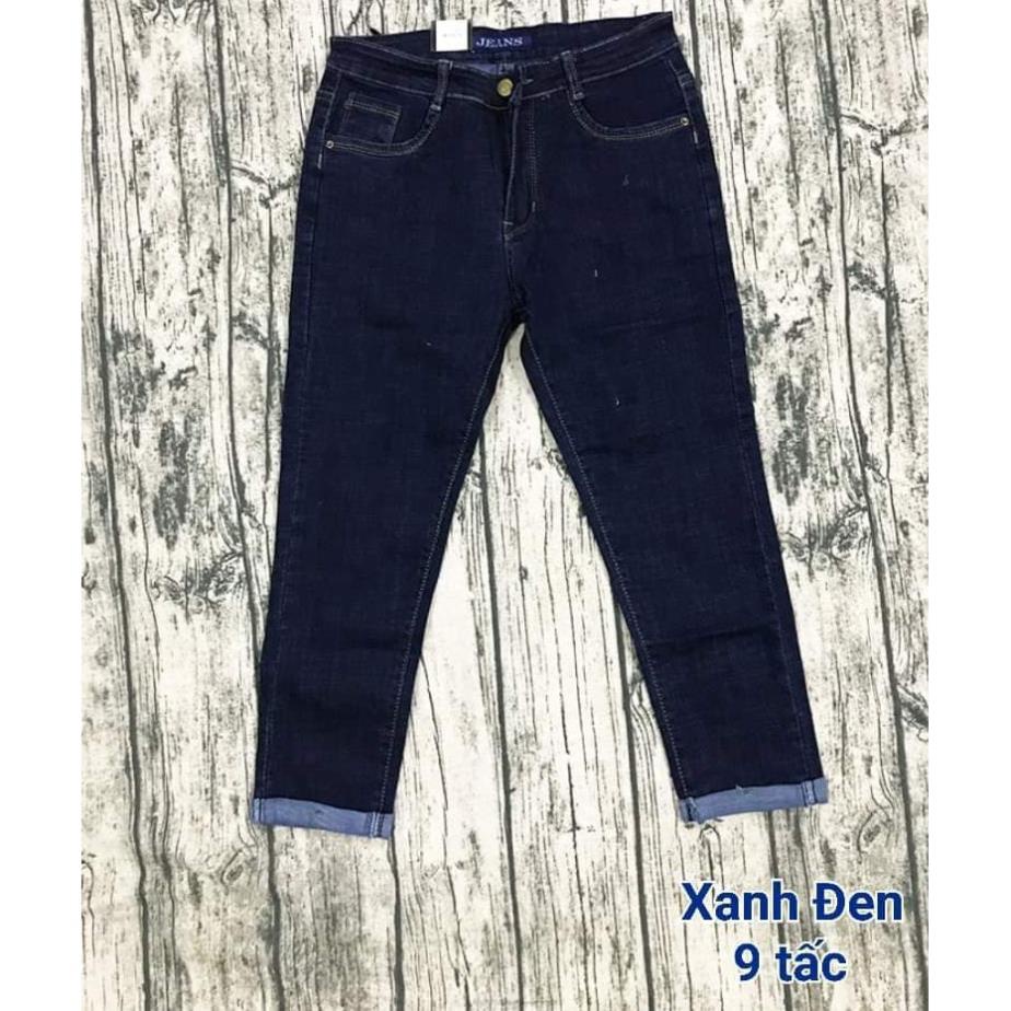 Thời trang nữ bigsize (55 kg-95kg) Quần jeans #9tấc ôm dáng chuẩn trơn lật lai. Bigsize 30-42. Mã xanh đen, muối tiêu ©️