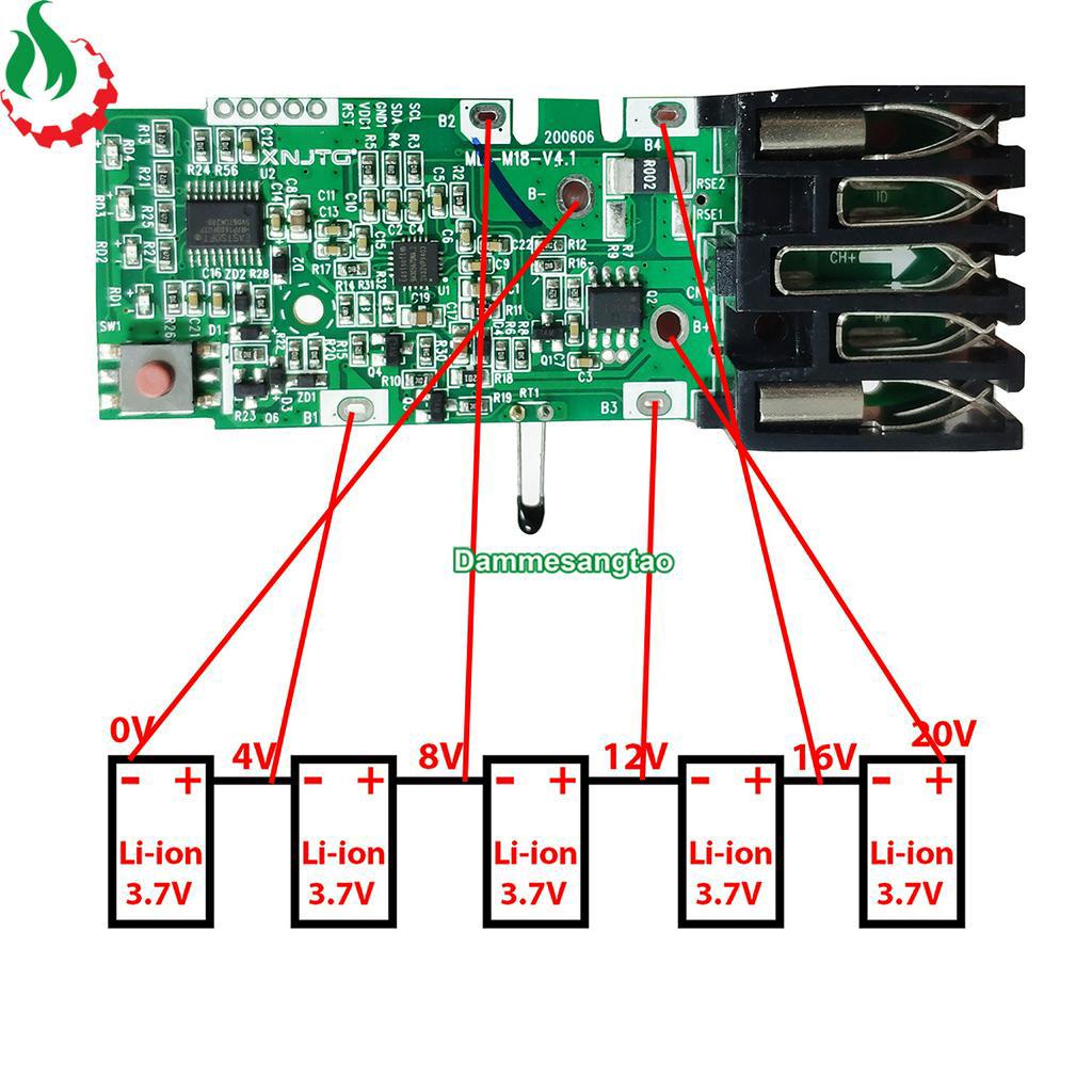 Vỏ pin Milwaukee 18V 5S2P 18650 Li-ion 3.7V nhận sạc zin
