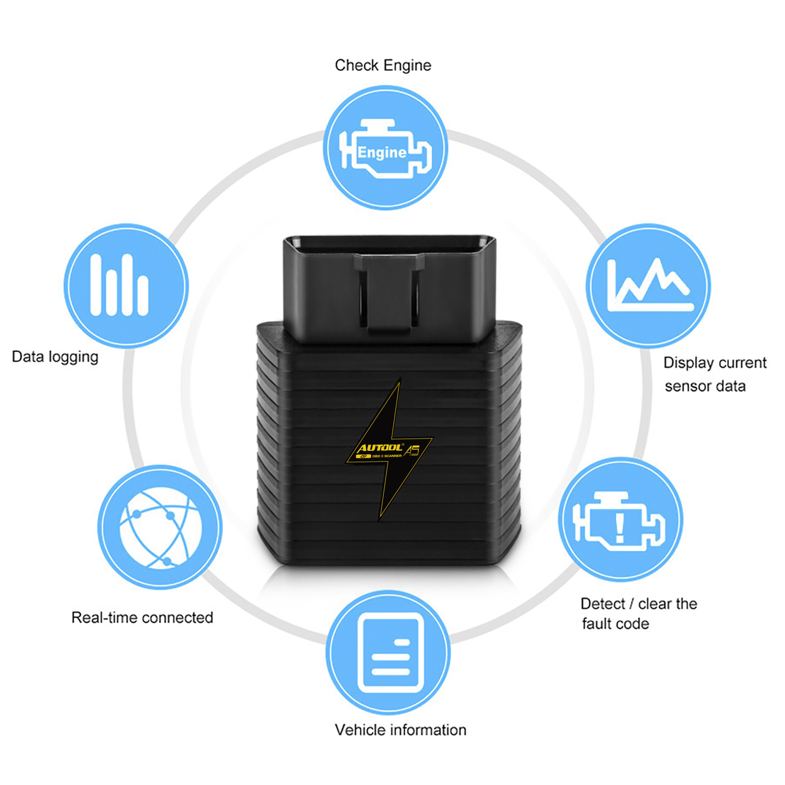 Thiết Bị Chẩn Đoán Lỗi Ô Tô AUTOOL A5 Elm327 Obd2 Ii V1.5 Bluetooth / Wifi Cho Điện Thoại Android Ios