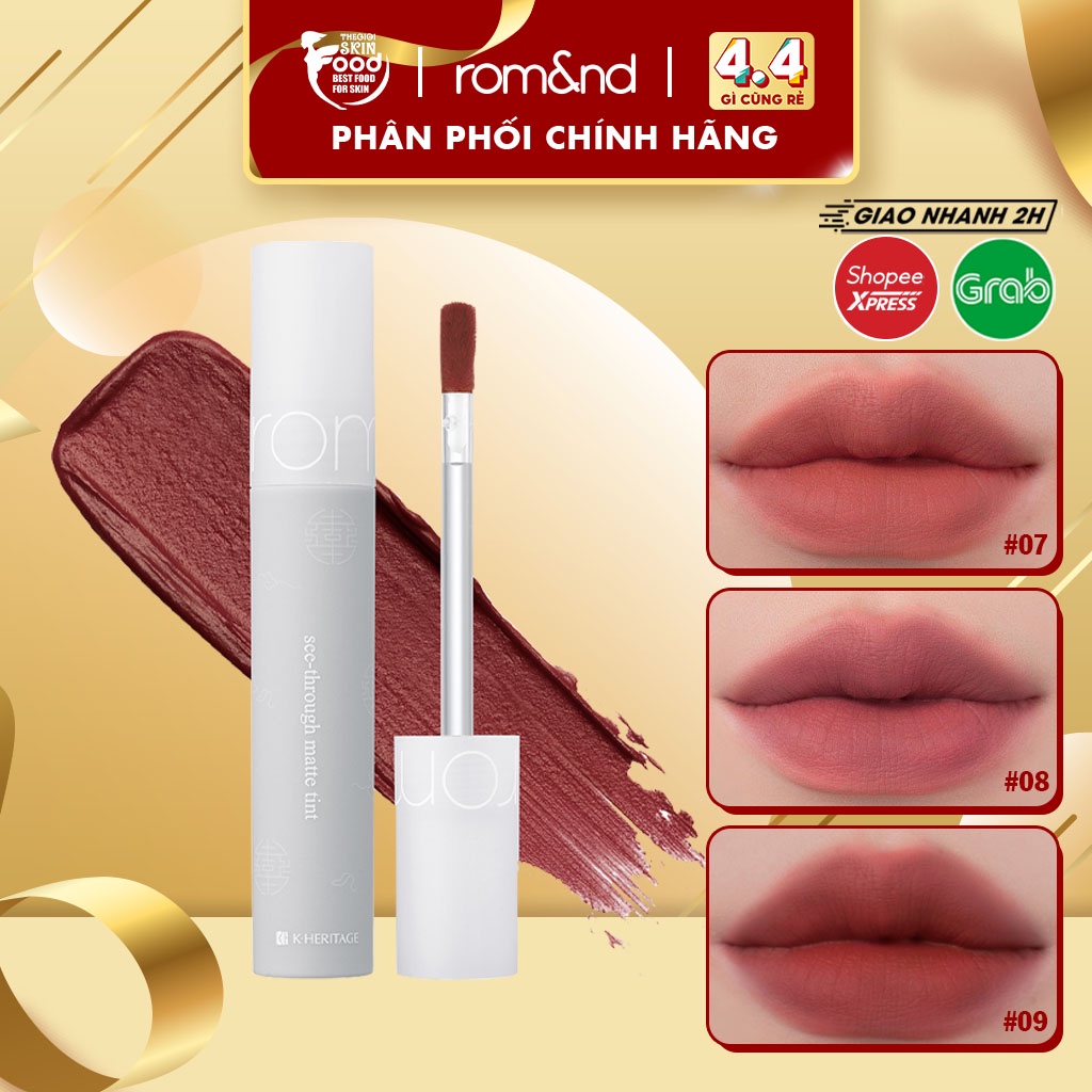[New][Phiên bản Hanbok] Son Kem Lì, Siêu Mịn Môi Hàn Quốc Romand See Through Matte Tint 3.8g