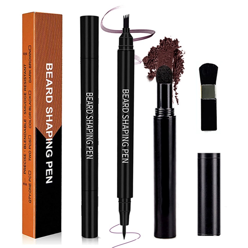 Set 3 Bút Kẻ Râu Đầu 4 Râu Chống Nước Lâu Trôi Tự Nhiên Cho Nam