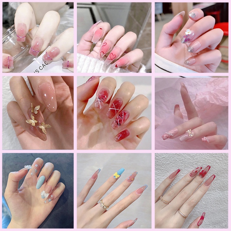 Set 24 móng tay giả đính đá thời trang dành cho nữ