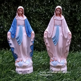 Tượng Đức Mẹ Ban Ơn chất liệu gốm sứ ceramic 13cm tượng trang trí xe hơi quà tặng công giáo