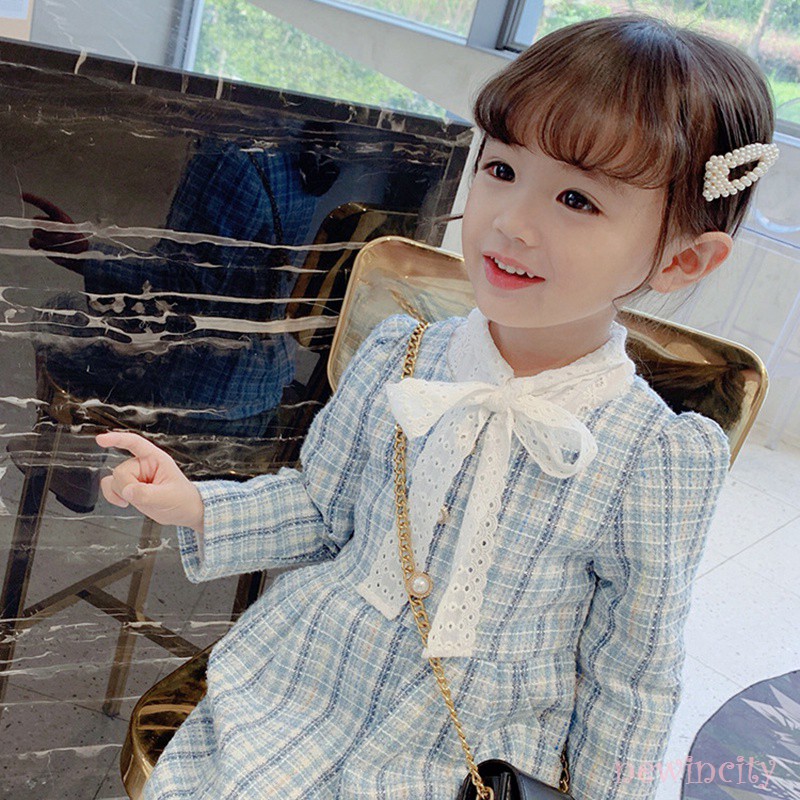 Váy tay dài họa tiết kẻ sọc thời trang xinh xắn dành cho bé gái