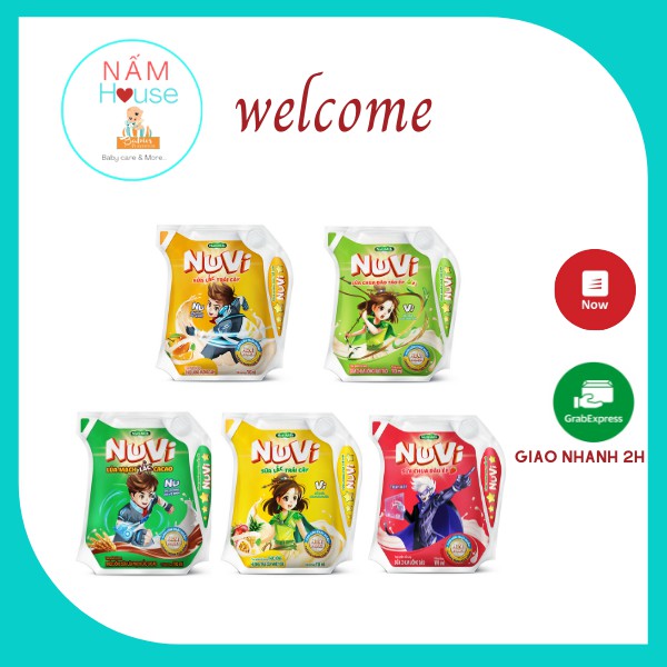 Sữa Nuvi túi 110ml ⚡NutiFood⚡Hương cam, hương dâu, hương đào táo, hương trái cây nhiệt đới,lắc ca cao