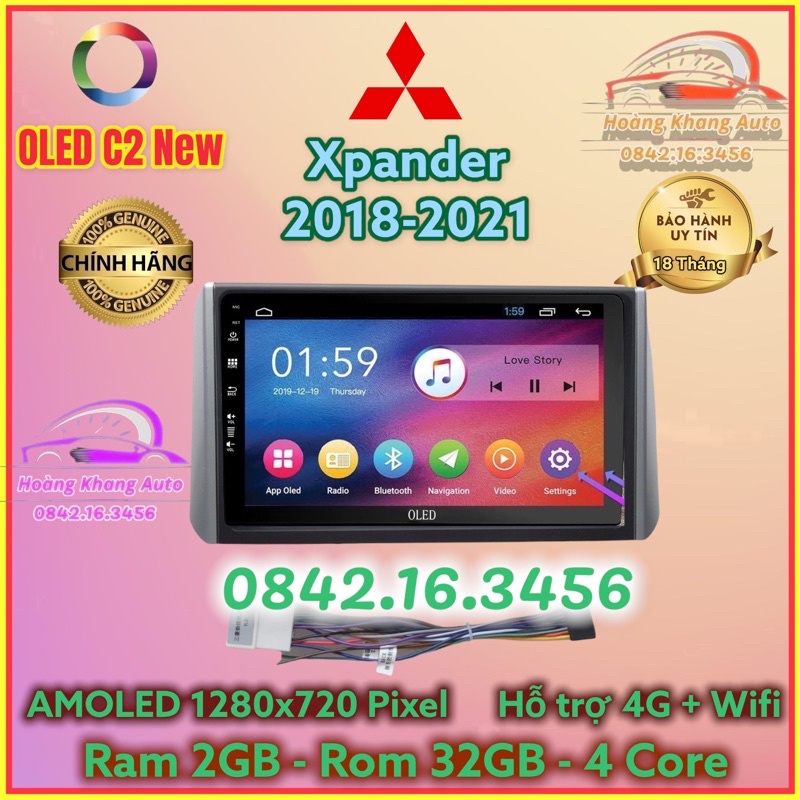 Màn hình Android OLED C2 New theo xe Xpander 2018 - 2021, 9 inch và 10 inch kèm dưỡng và jack nguồn zin