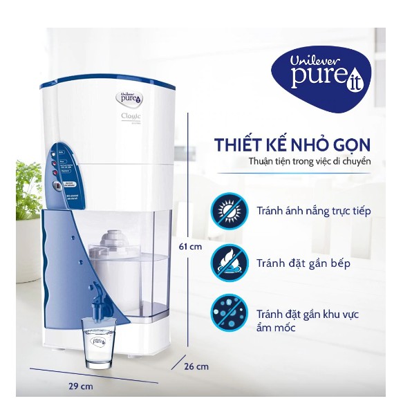 Máy lọc nước Unilever Pureit Classic - Không cần cắm điện - Bảo hành chính hãng 12 tháng