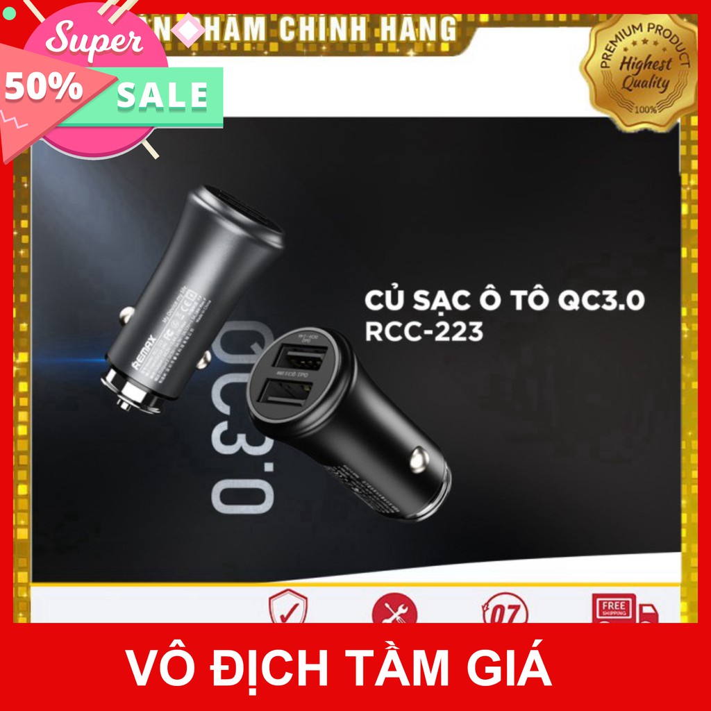 ĐỒ GIA DỤNG BEAR  Củ sạc nhanh trên ô tô Remax RCC-223 QC3.0 CAM KẾT BÁN HÀNG CHÍNH HÃNG