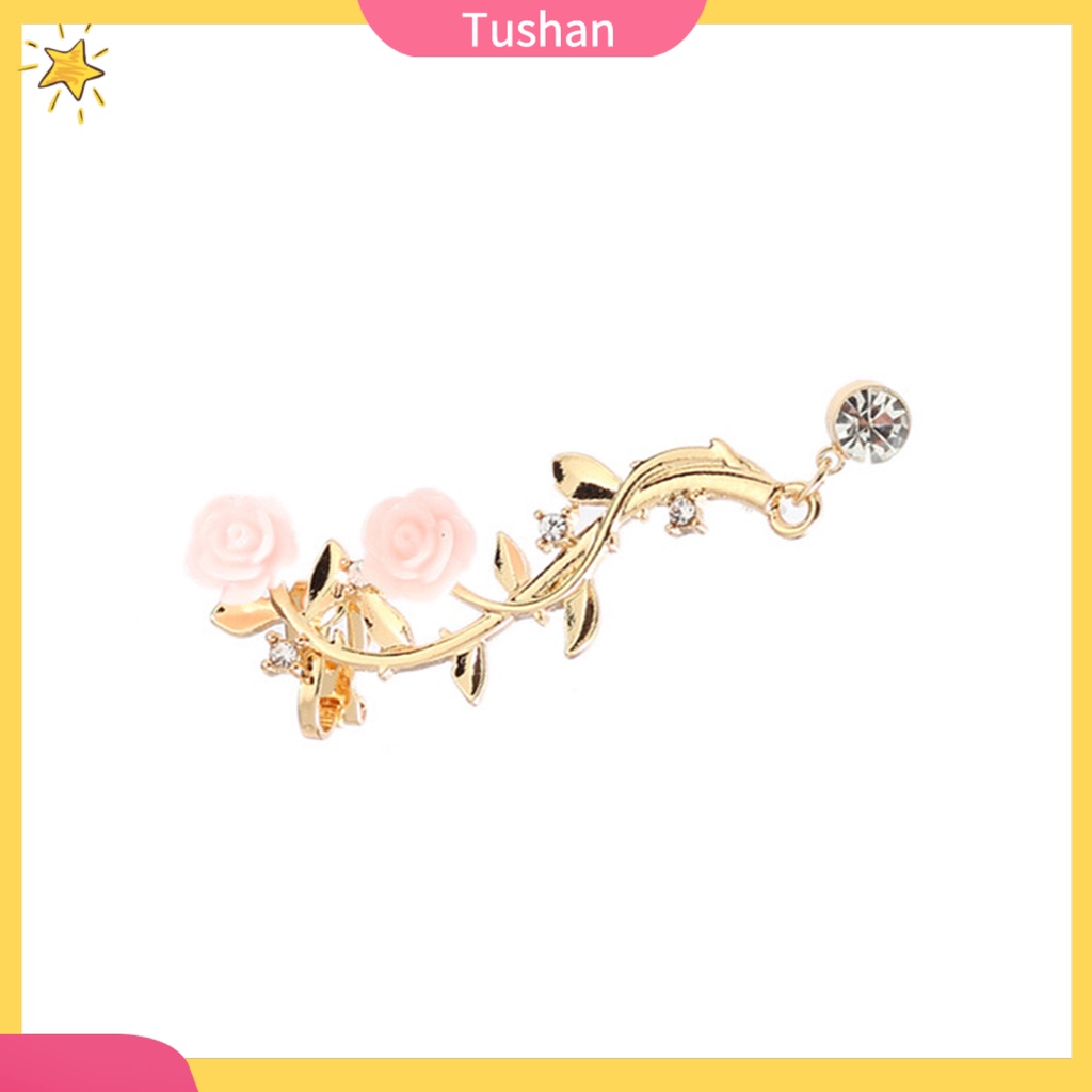 Khuyên tai đính đá hình hoa hồng phong cách cổ điển sang trọng dành cho nữ