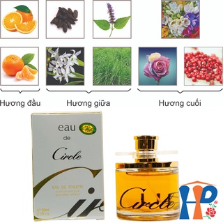 Nước hoa Nữ Eau De Circle EDT 60ml (Cam: hoa cỏ, Hồng: gỗ, Vàng: tiêu đỏ, lưu hương 4-7h) Hani Peni