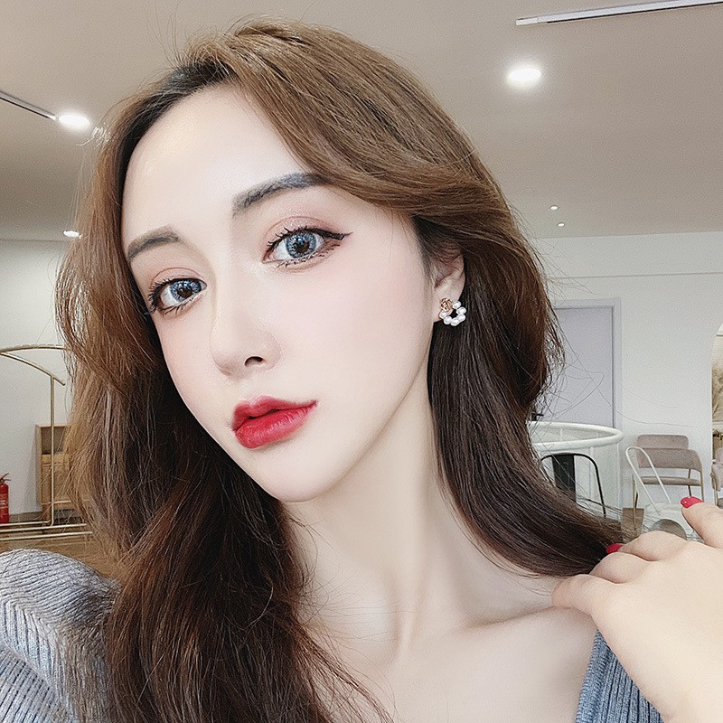 Khuyên tai kẹp không bấm lỗ chốt cố định K219 bằng hợp kim mạ vàng hình bông hoa gắn hạt trai dáng ngắn Leous