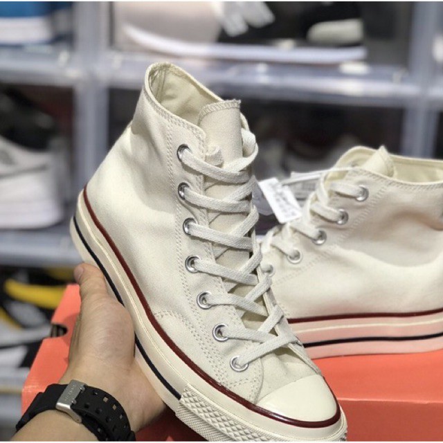 Giày thể thao Cv cao cổ trắng kem Giày sneaker nam nữ màu trắng kem full box | BigBuy360 - bigbuy360.vn