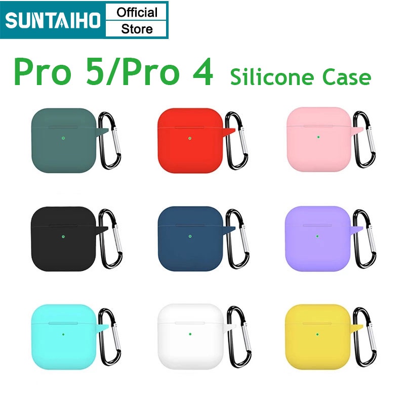 Vỏ Bảo Vệ Hộp Sạc Tai Nghe Suntaiho Cho Airpods Pro 4 5 Bluetooth Tws Mini Màu Trơn Chất Liệu Silicon Đơn Giản