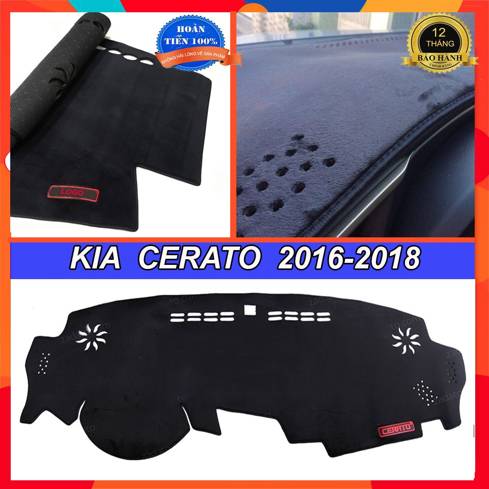 Thảm Taplo Kia Cerato đời 2015 đến 2022 Màu Đen Chất Liệu Nhung Lông Cừu Đế Có Chống Trượt, chuẩn form xe