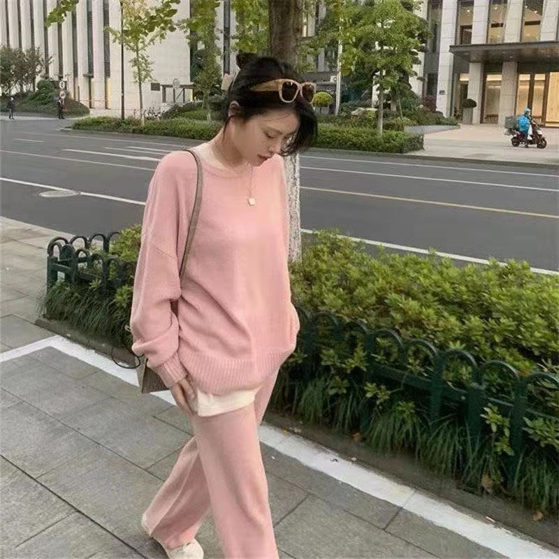 Set Đồ Thể Thao Hai Món Màu Trơn Thời Trang Thu Đông 2022 Phong Cách Hong Kong Cho Nữ