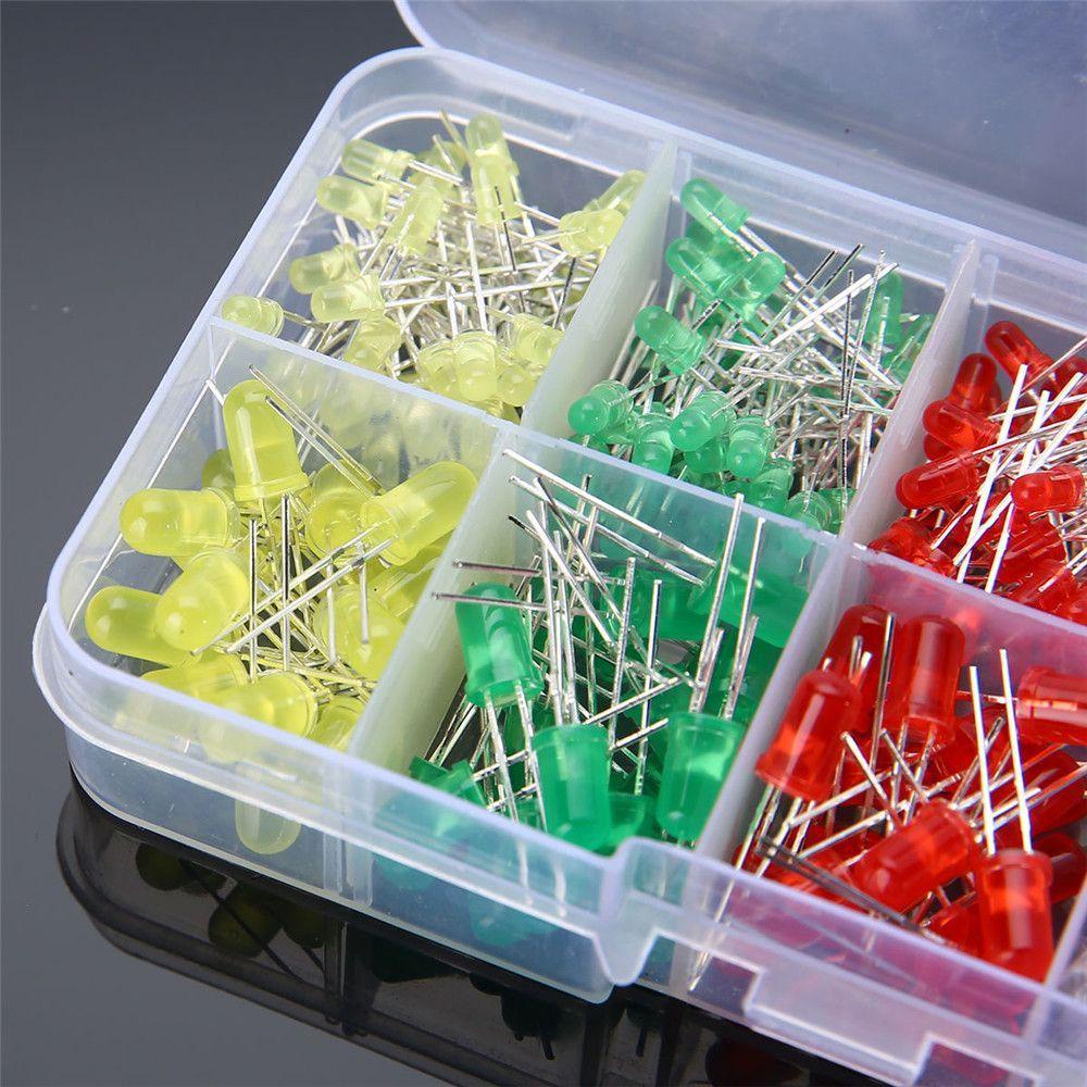 Set 200 Đèn LED Diode 5mm Màu Trắng / Xanh Lá / Vàng DIY