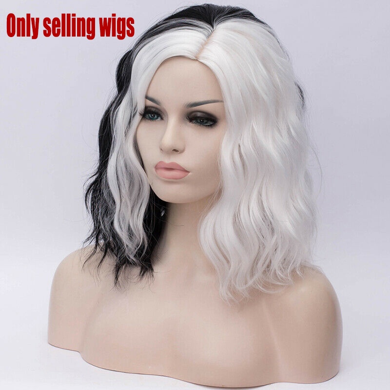 Bộ Tóc Giả Ngắn Xoăn Màu Trắng Đen Cho Nữ | BigBuy360 - bigbuy360.vn