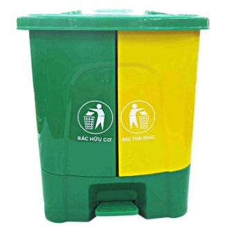 Thùng rác chân đạp 2 ngăn phân loại rác 40 lít