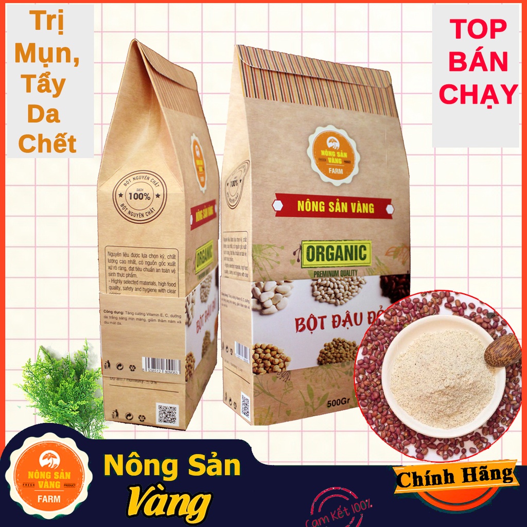 Bột Đậu Đỏ Nguyên Chất 500gr, Đắp Mặt Nạ Detox (Handmade) - Nông Sản Vàng
