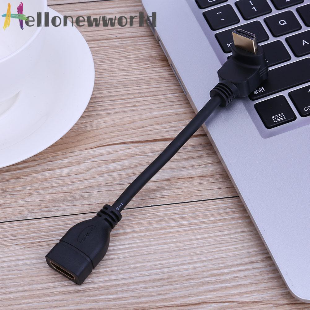 Hellonewworld 15cm 90 Degree Elbow HDMI-compatible Male Port to HDMI-compatible Female Port Extender Cable