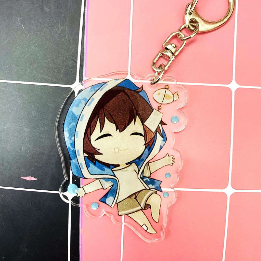 ( Mica trong acrylic ) Móc khóa Identity V Nhân cách thứ năm ver cài hoa quà tặng xinh xắn dễ thương chibi anime