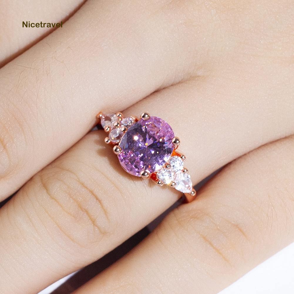♠Nhẫn Đính Đá Kim Cương Tròn Thời Trang Cho Nữ