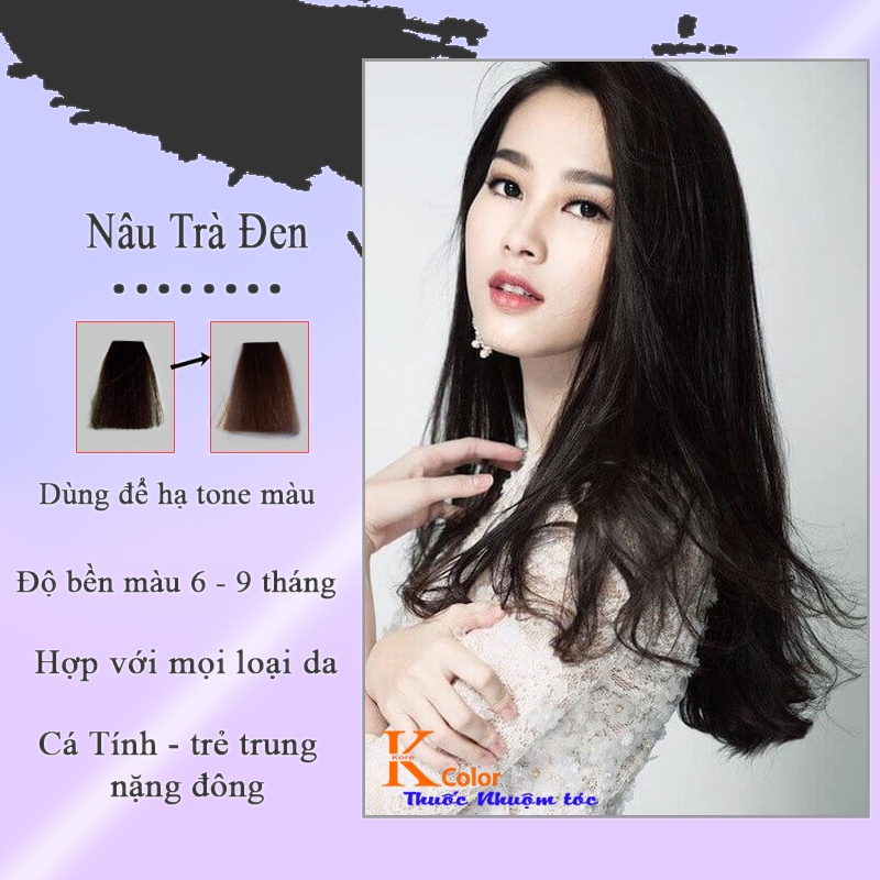 Thuốc nhuộm tóc NÂU TRÀ ĐEN không tẩy sử dụng tại nhà nhiều thảo dược giá rẻ kcolor