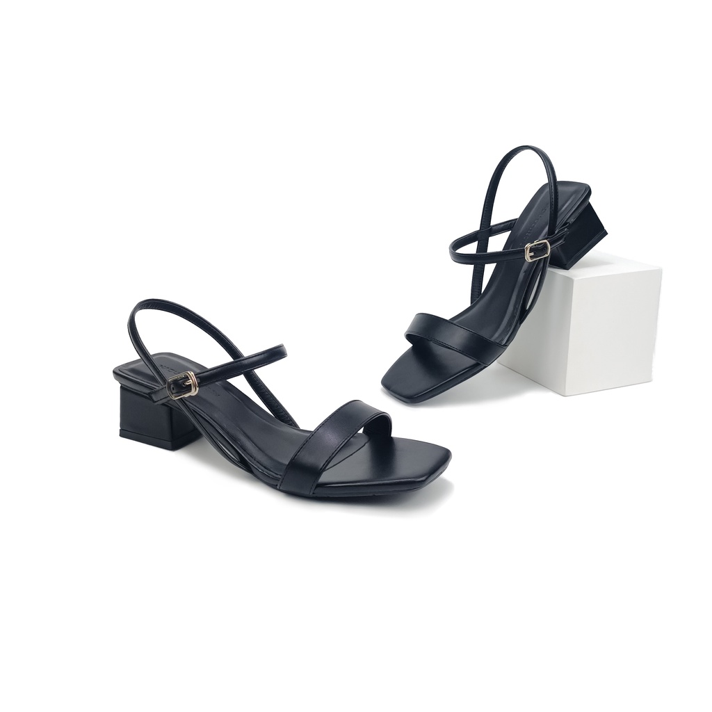 Giày Sandal cao gót đế vuông 3cm quai ngang phối màu MIX HADU C338