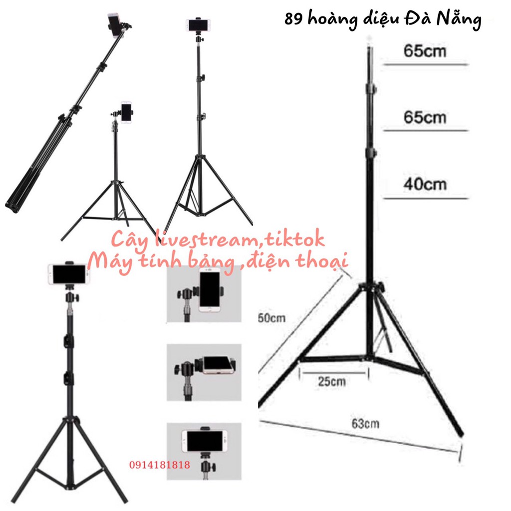 cây livestream,giá đỡ livestream,quay tiktok 3 chân tripod cao từ 65cm đến 2m+kẹp điện thoại thông minh+remote bluetooth