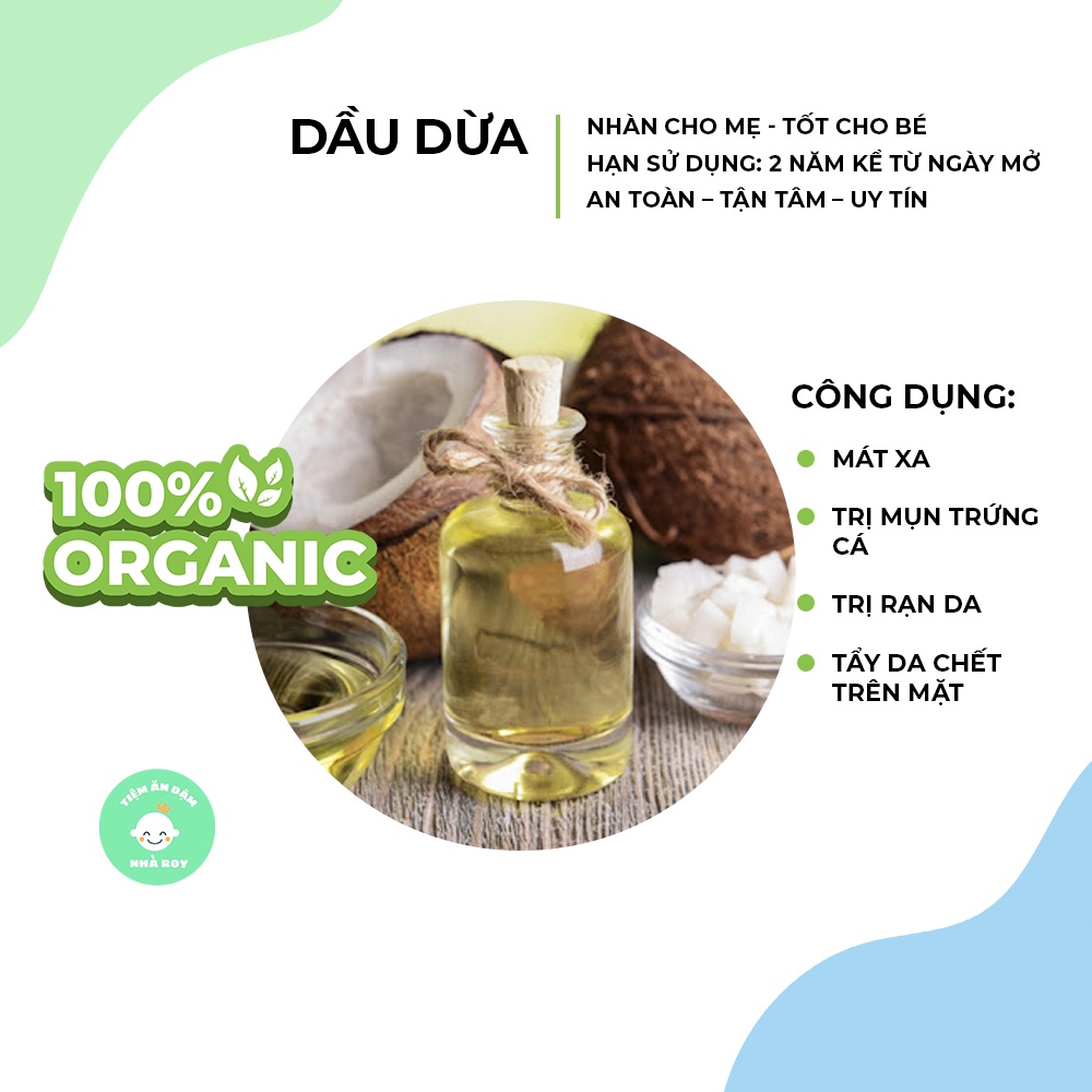 Dầu dừa 100% nguyên chất hữu cơ an toàn cho mẹ và bé