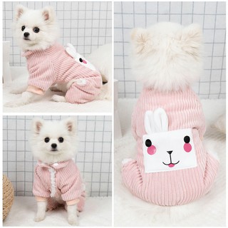Quần áo cho chó con dày dặn quần áo thu đông thỏ dễ thương Teddy Pomeranian bichon cho chó nhỏ quần áo mùa đông cho mèo