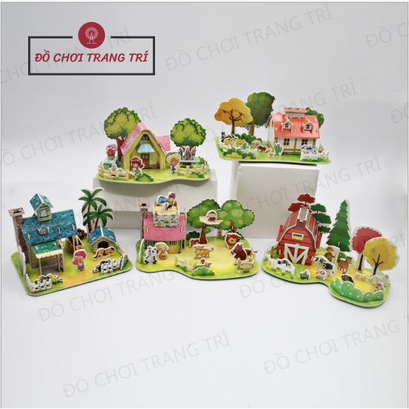 Mô hình 3D giấy tự lắp ráp hình ngôi nhà nhỏ xinh.