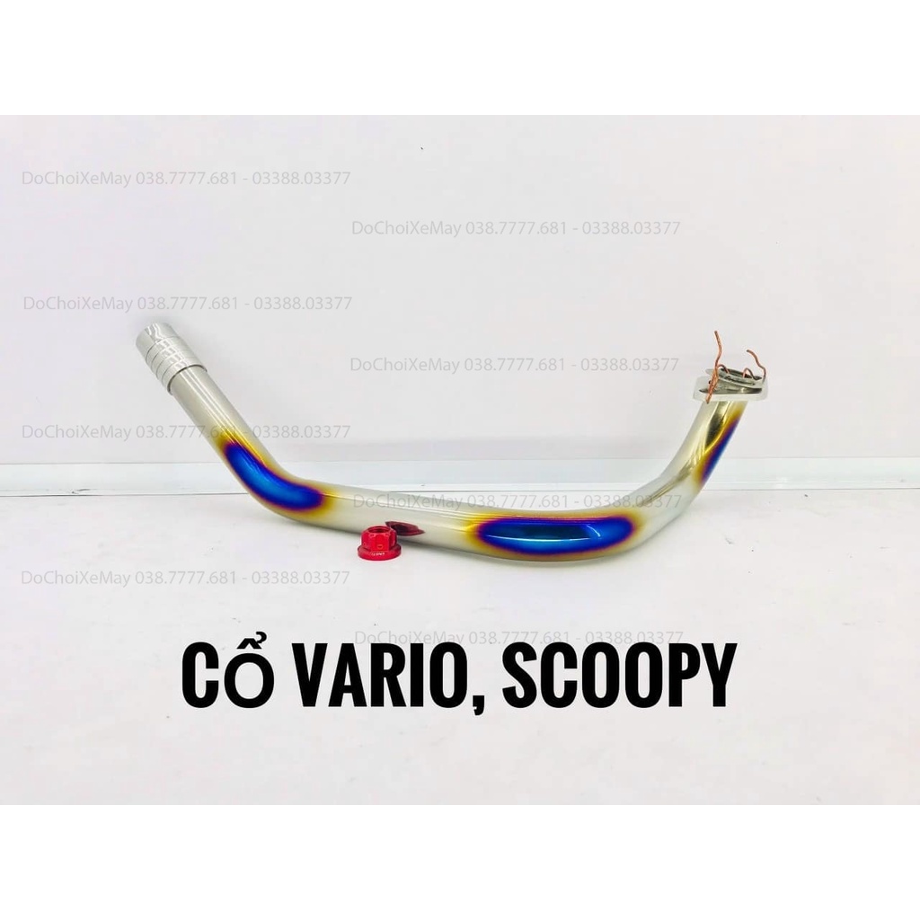 Cổ Titan gắn pô Exciter Sirius Wave Dream Vario Click Vision Raider Winner Sonic Future Led đánh bóng Titanium 100%