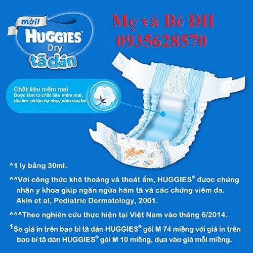 Tã dán Huggies Dry M48-L42 (Size M - L)