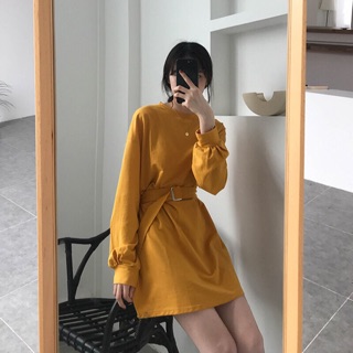 Đầm thun dáng suông kèm đai