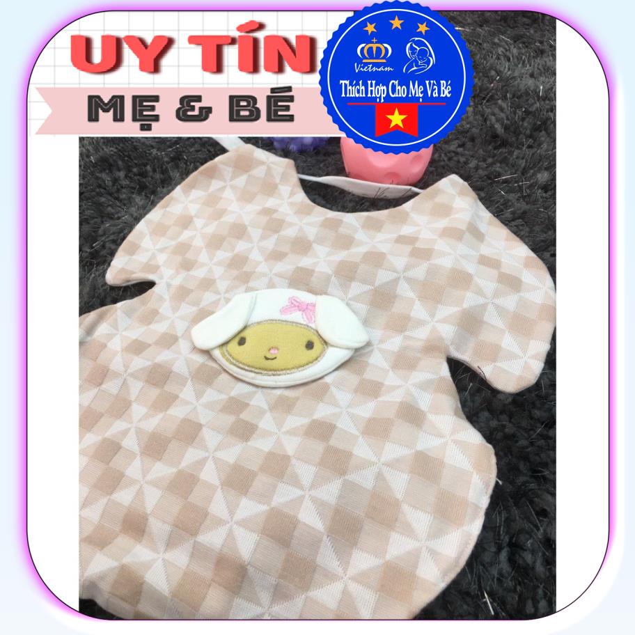 Yếm ăn cotton cho bé từ 0-2 tuổi 2 lớp (2 cái) 2614, 2610, 2621,  chất liệu cotton 100% ,thương hiệu Aiueo Nhật Bản