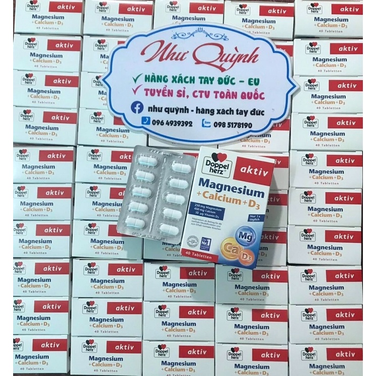 Viên uống magnesium+ Calcium+D3 Hàng Đức hộp 40v