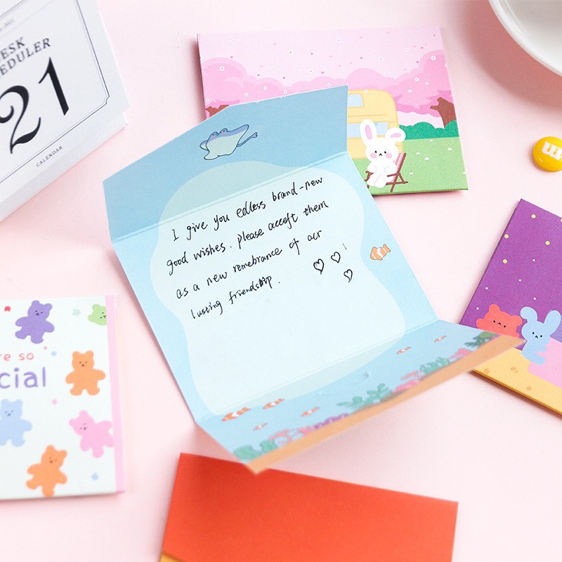 Bộ 2 thiệp gấp hoạt hình dễ thương (TH02)