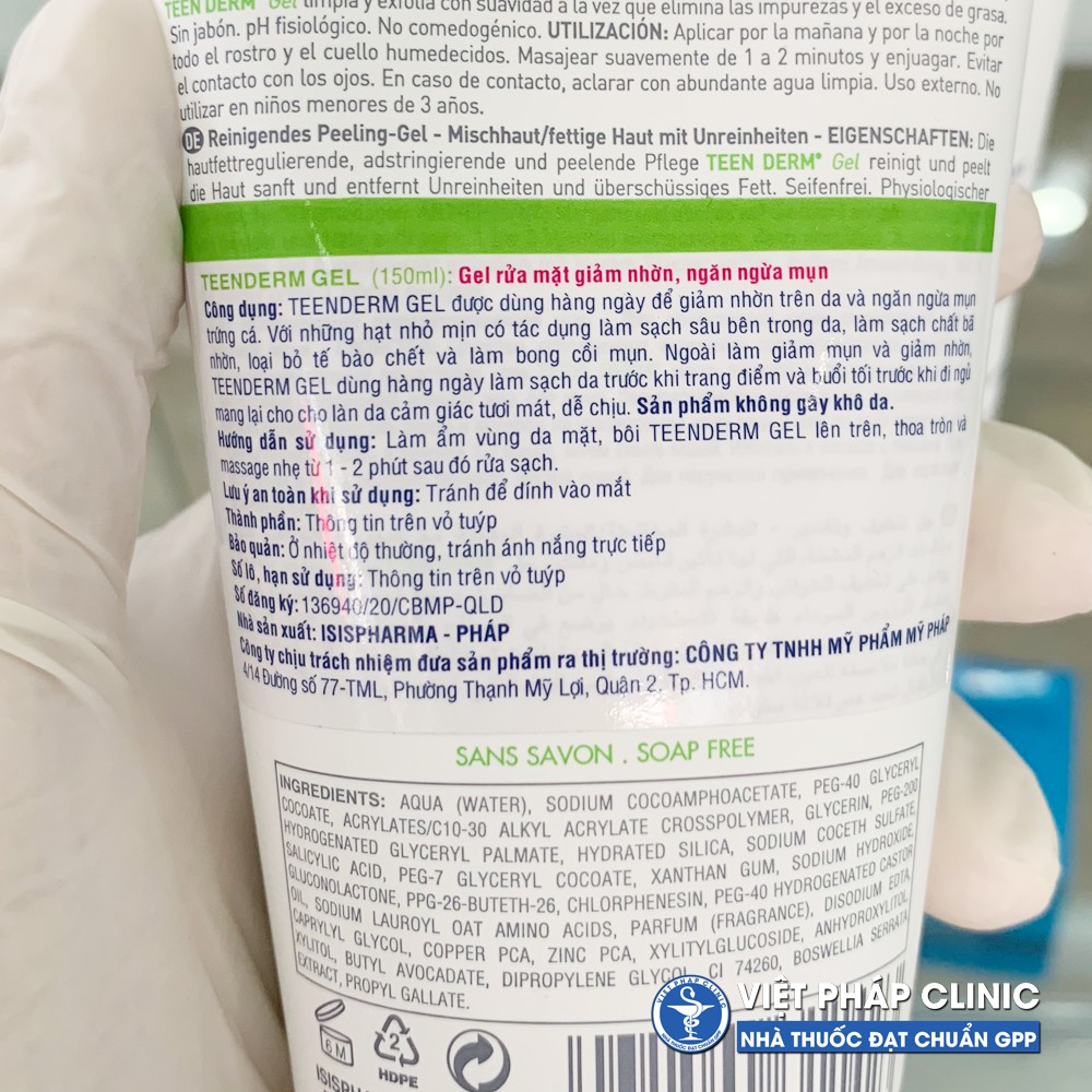 Gel rửa mặt giảm nhờn và ngăn ngừa mụn ISIS PHARMA TEEN DERM GEL | BigBuy360 - bigbuy360.vn