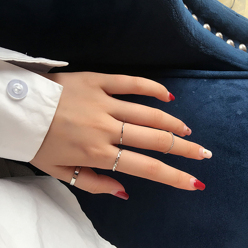 Nhẫn Hợp Kim Màu Vàng / Bạc Thiết Kế Đơn Giản Phong Cách Hàn Quốc