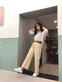 Quần ống xuông chất kaki dù