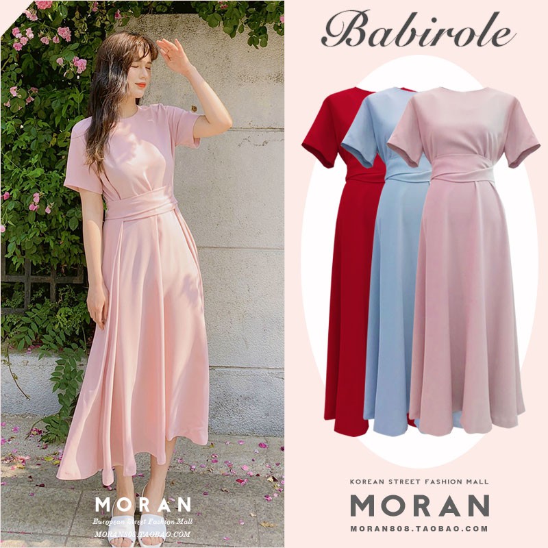(ORDER) Váy MORAN cộc tay xòe dài thắt eo thướt tha ngọt ngào mùa hè vintage Hàn Quốc (NEW ARRIVALS 2020)