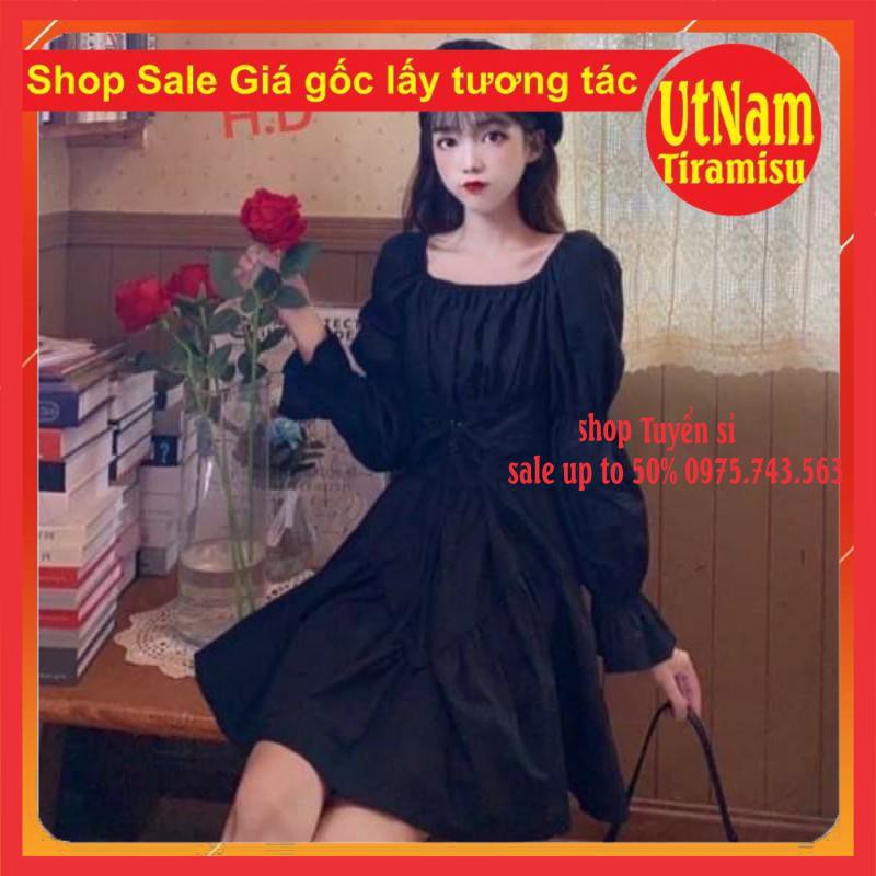 [RẺ VÔ ĐỊCH] Váy Tiểu Thư Triết eo Mặc 2 kiểu Trễ Vai Hoặc Cổ Vuông Vintage ❤ Đầm Xòe 2 Lớp có lót váy trong