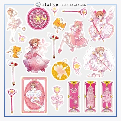 Set 21 sticker dán trang trí sổ tay, album anime Cardcaptor Sakura thủ lĩnh thẻ bài, anime, tranh Van Gogh - VP033
