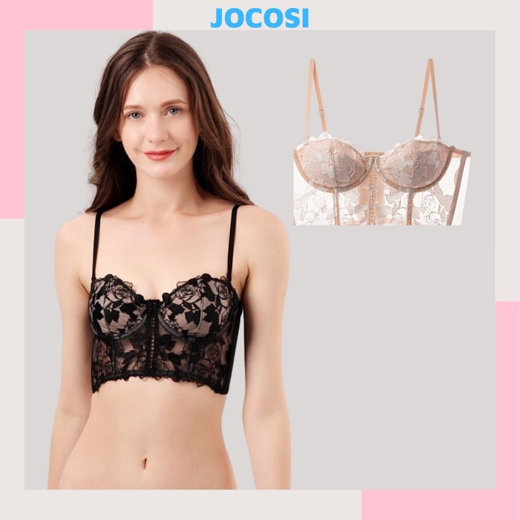 Áo bra nữ ren hoa sexy 2 dây, áo ngực có gọng đệm mút mỏng mềm mại đẹp và gợi cảm JOCOSI A1982