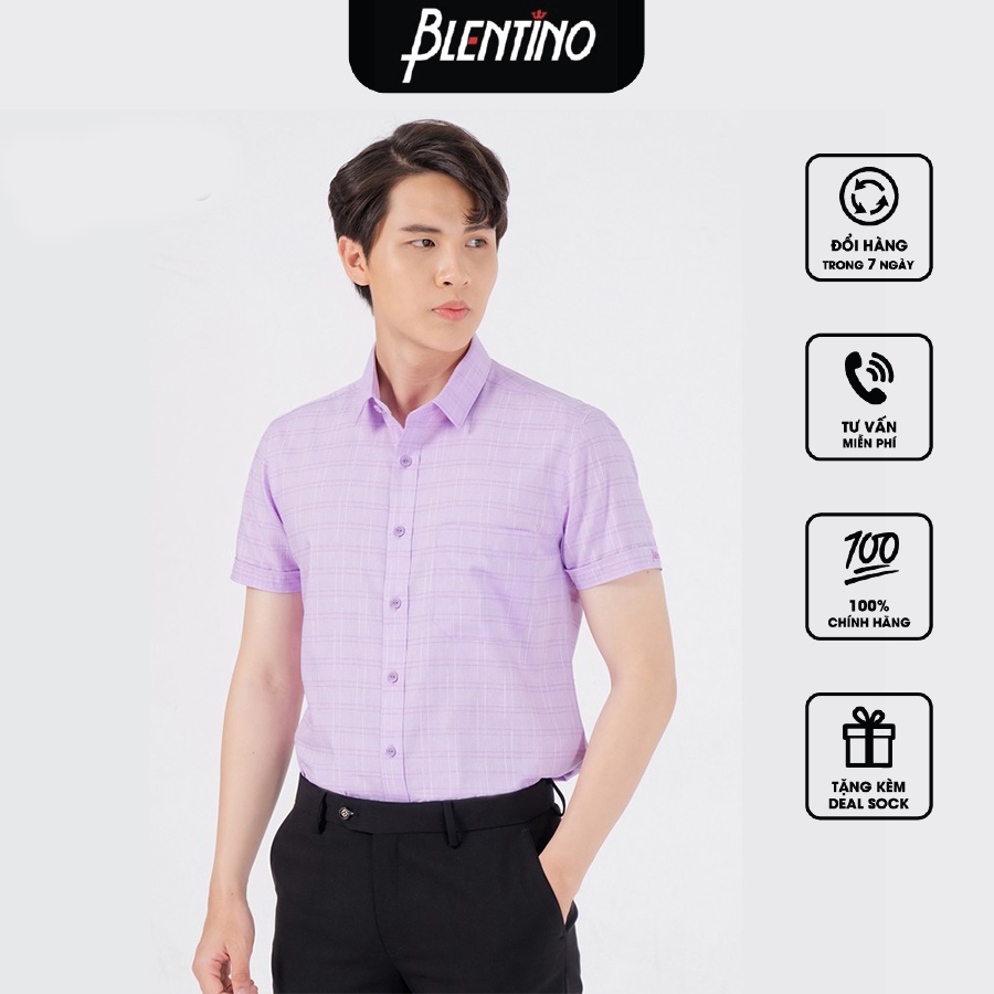 Áo Sơ Mi Nam Cotton slup Sang Trọng , Trẻ Trung Blentino BSL02 Tay Ngắn Regular Fit Công Sở Lịch Lãm